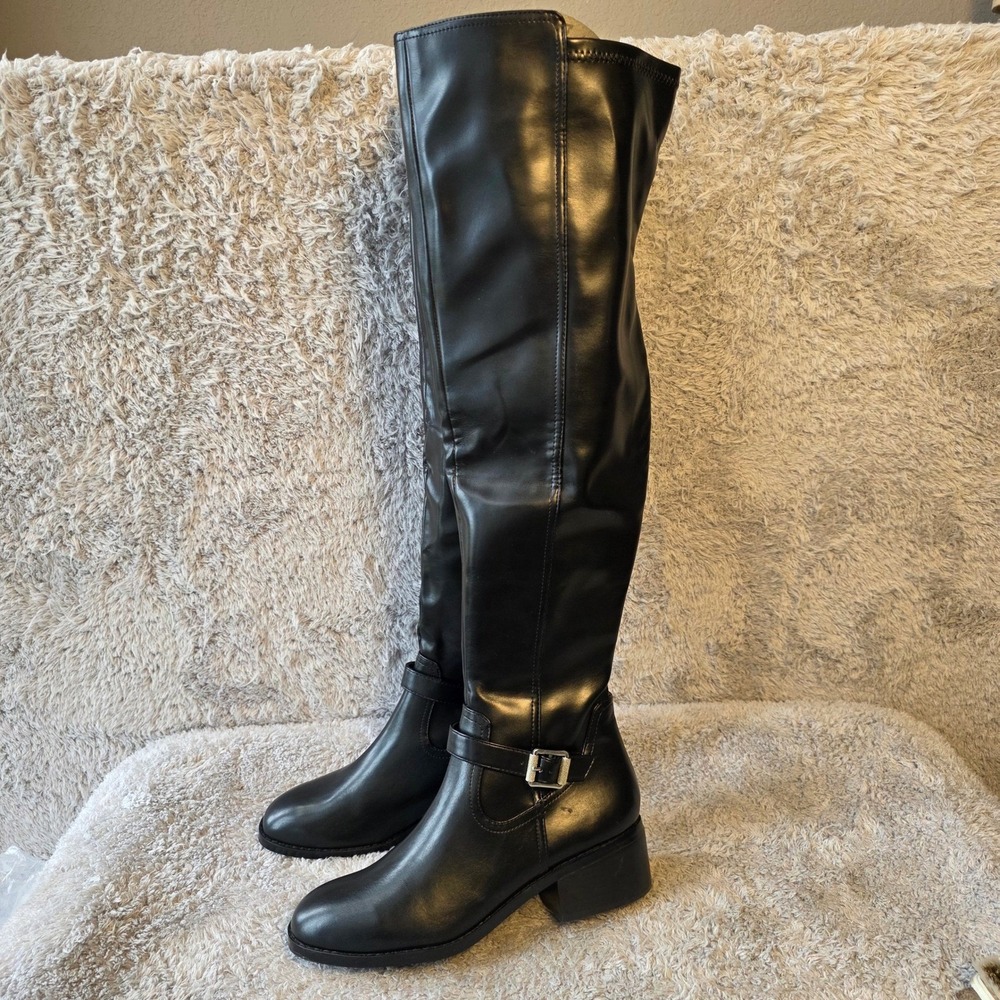 Dolce Vita Elyse Over The Knee Boots Buckle Detail Black Sz 9 NEW - Picture 2 of 6